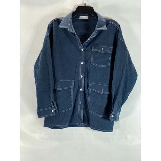 OAK + FORT Men's Blue Denim Button-Up Long Sleeve Shirt SZ M