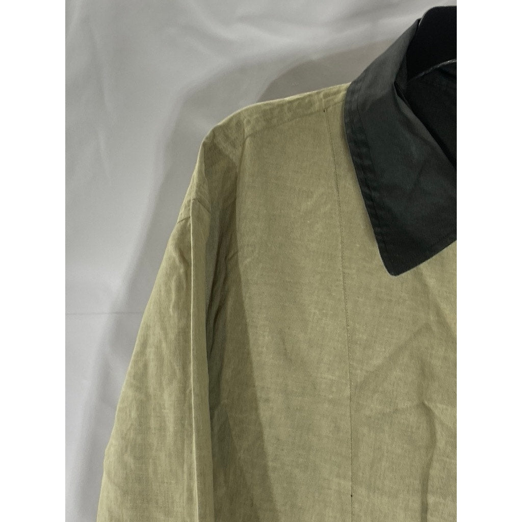 DANA BUCHMAN Women's Vintage Tan-Black Linen-Blend Asymmetrical Coat SZ 8