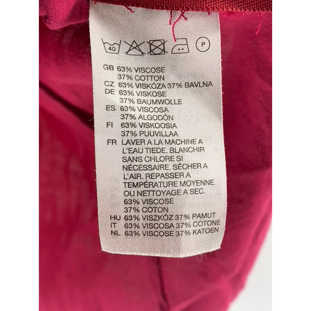 H&M Women's Pink Solid Sailor Collar Short Cap Sleeve Top SZ 8