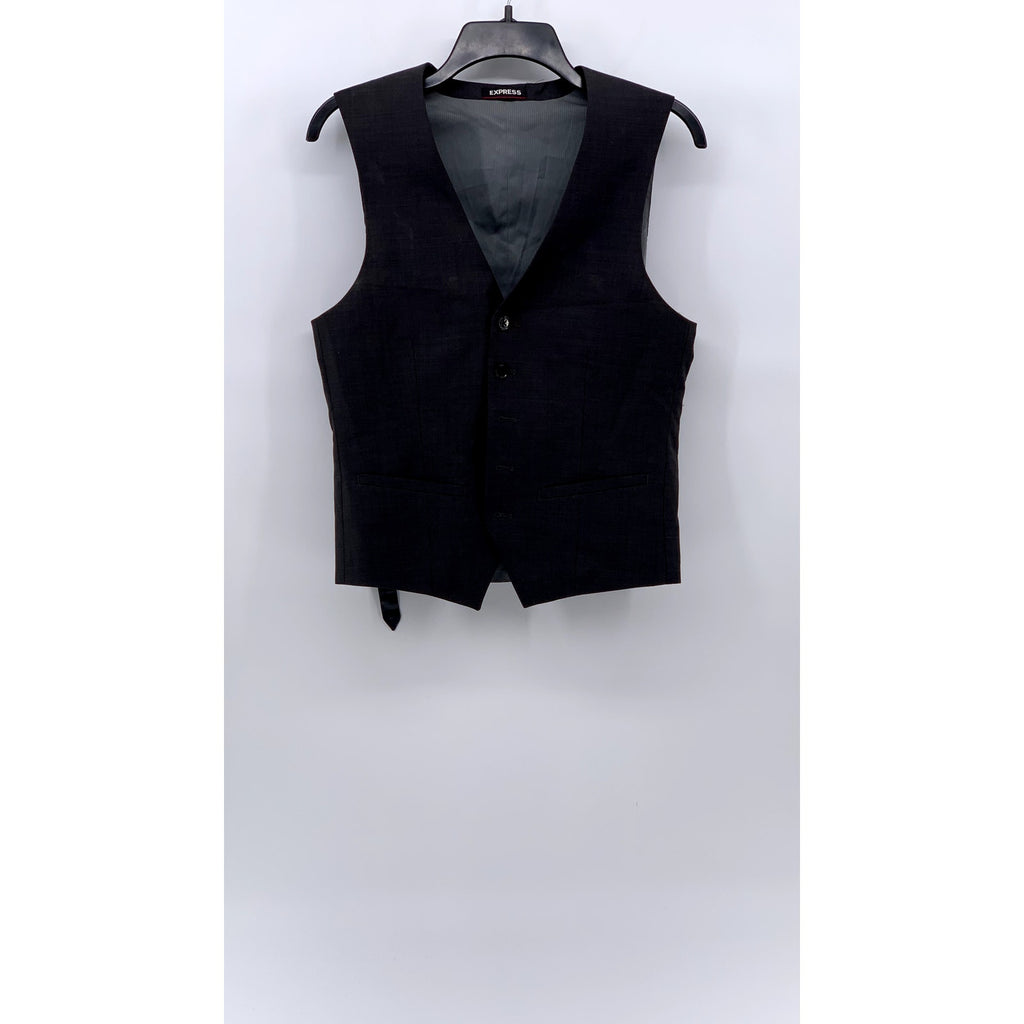 EXPRESS Men's Black 5-Button Adjustable Back V-Neck Suit Vest SZ XS