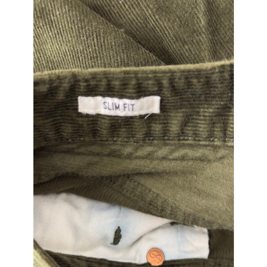 TODD SNYDER Men's Dark Green Slim-Fit Five-Pocket Stretch Corduroy Pant SZ 29X30