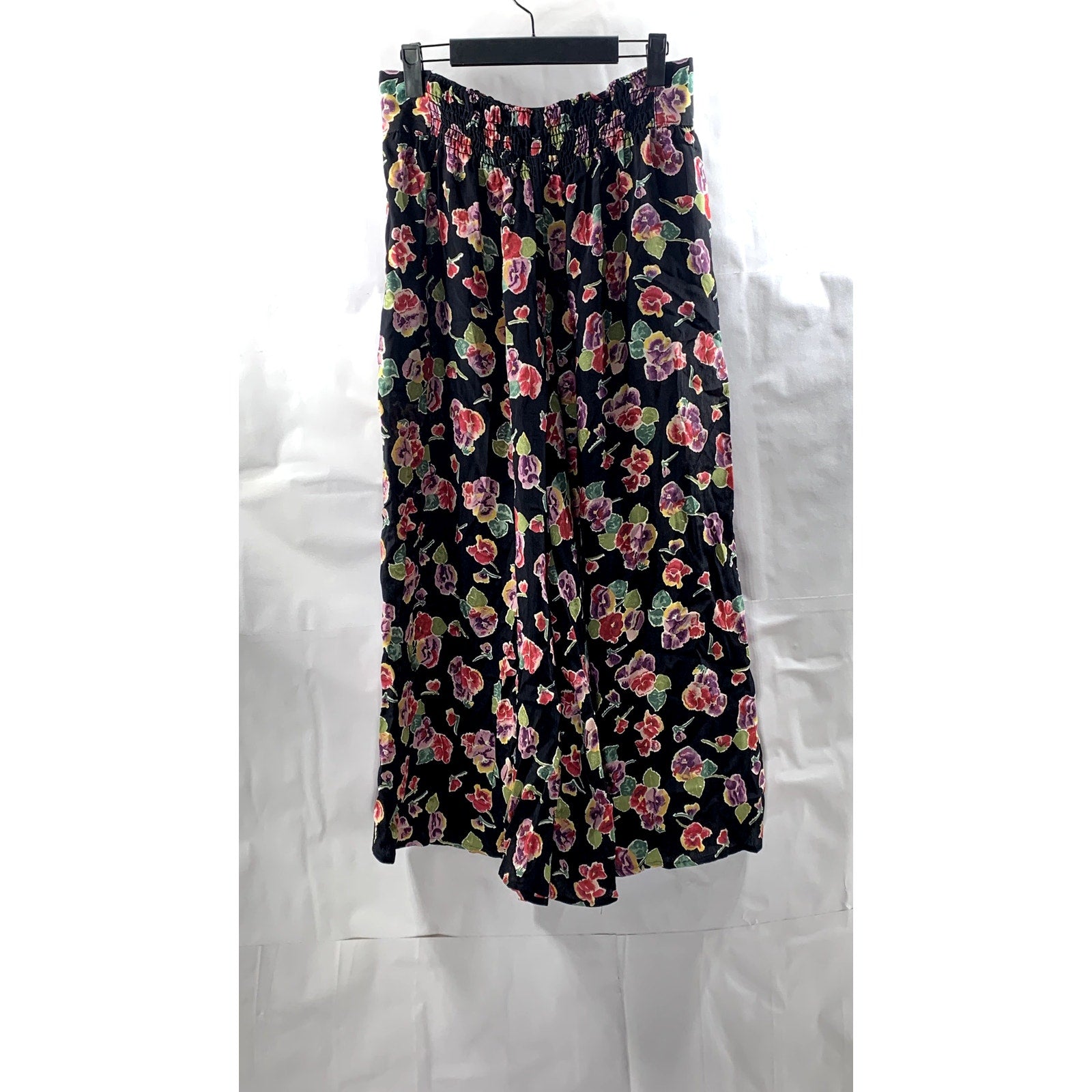 CAROLE LITTLE Women's Black Floral Loose-Fit Wide-Leg Pants SZ 8