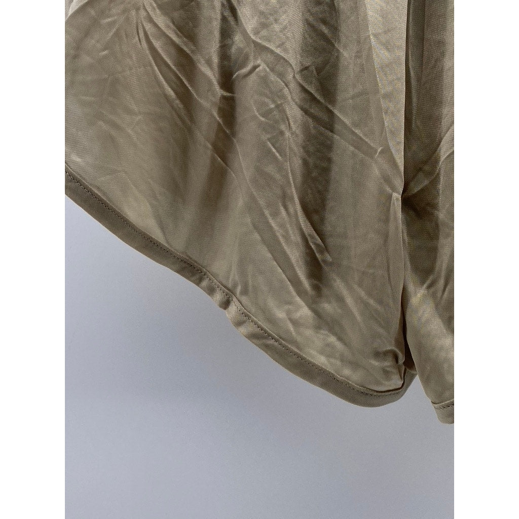 SOFFE Women's Beige Semi Sheer Pull-On Underlined Lightweight Shorts SZ S