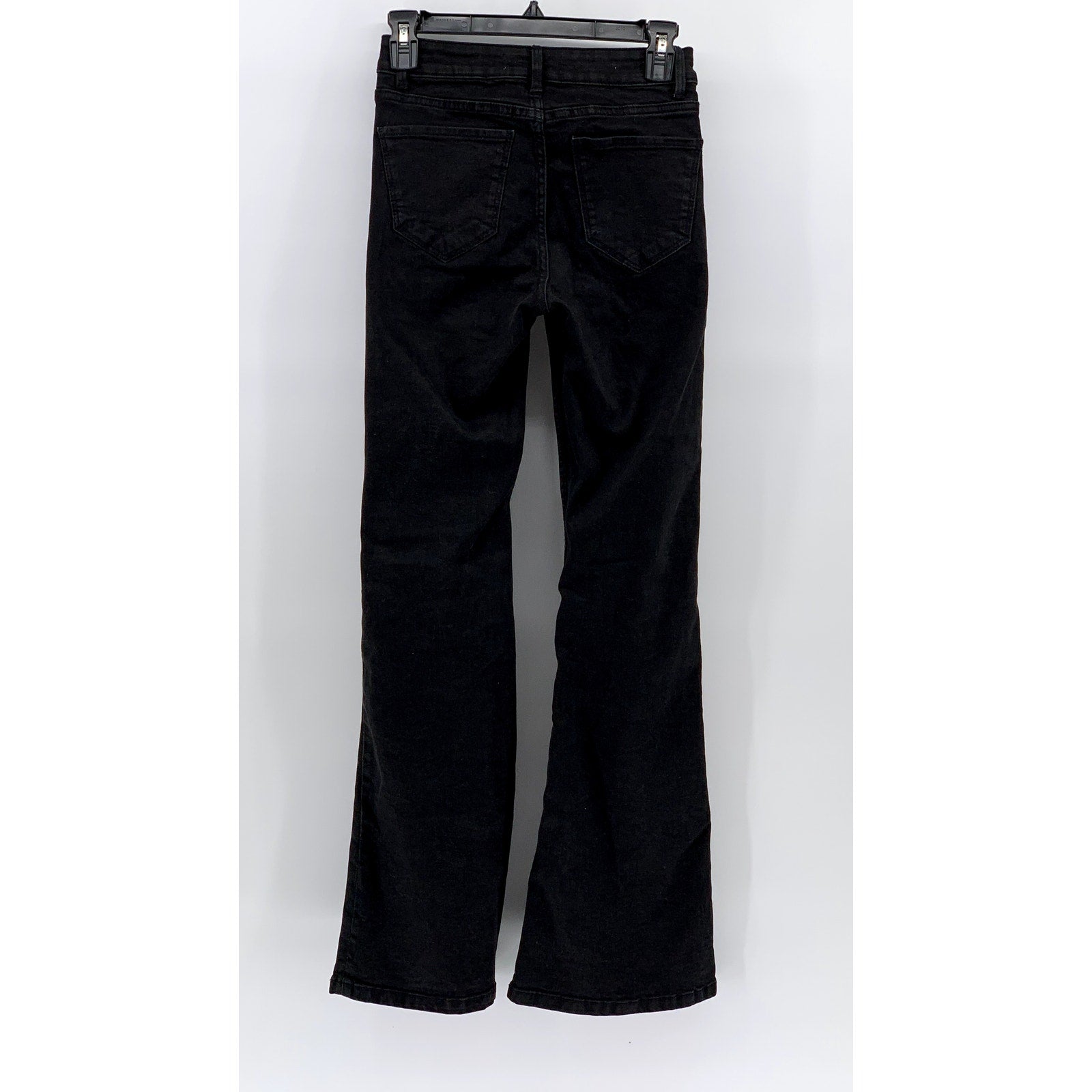 MNG Women's Black Solid Denim Regular-Fit Flare Jeans SZ 2