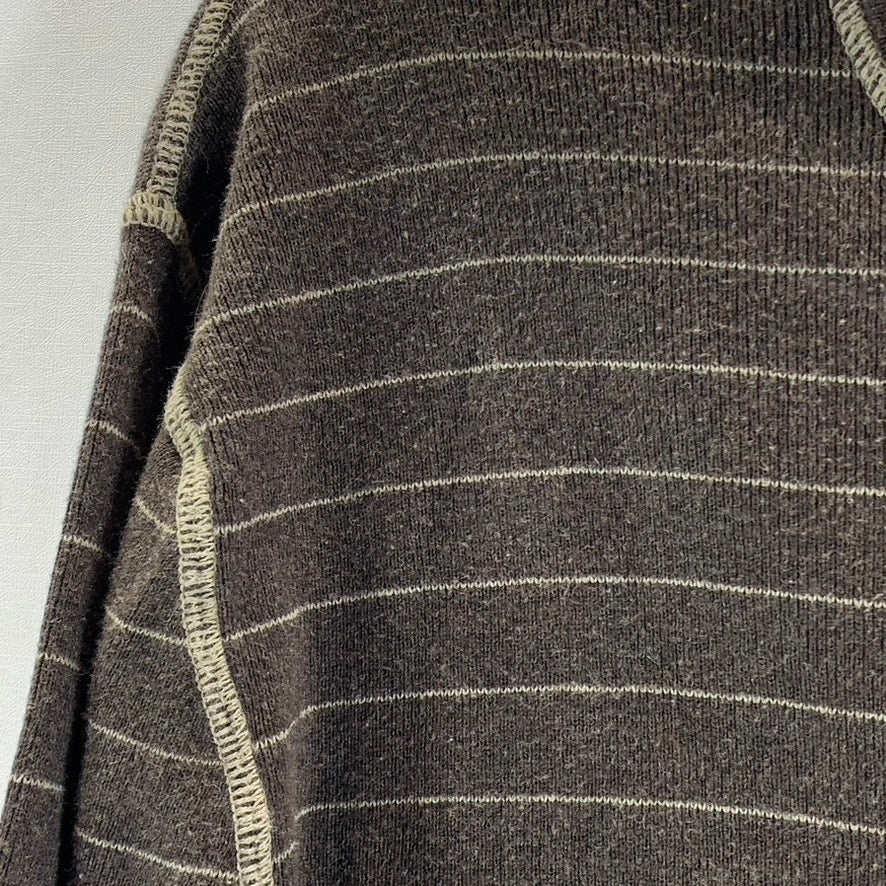 BANANA REPUBLIC Men's Brown Striped Crewneck Long Sleeve Shirt SZ M