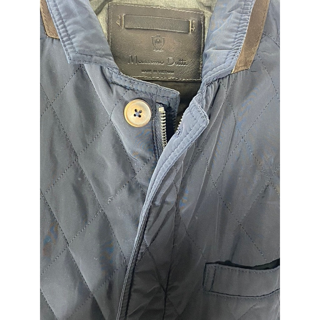 MASSIMO DUTTI  Men's Navy Snap-Button Zip-Up Quilted Jacket SZ M