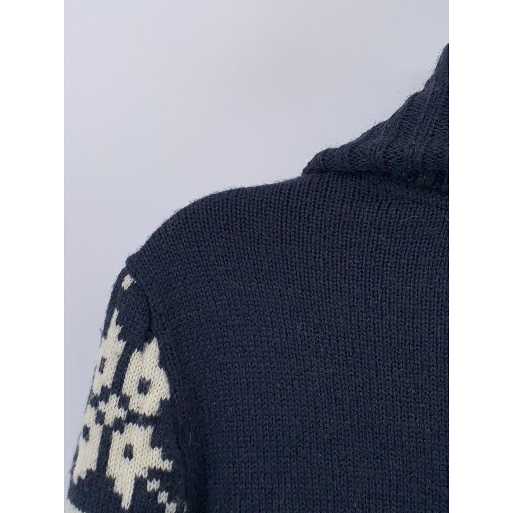 DIVIDED By H&M Men's Navy-White X-Mas Print Shawl Collar Knit Cardigan SZ S