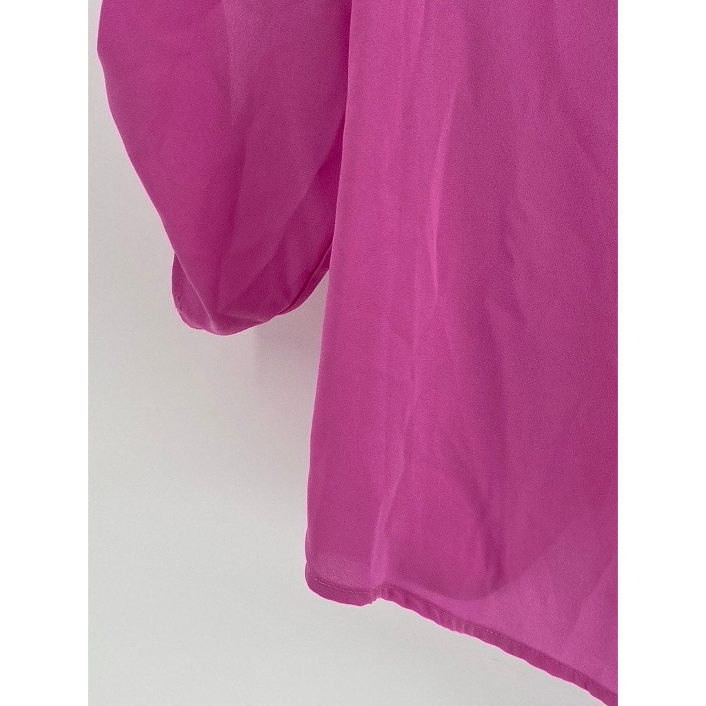 WINDSOR Women's Hot Pink Flowy Draped Long Sleeve Blouse Top SZ L