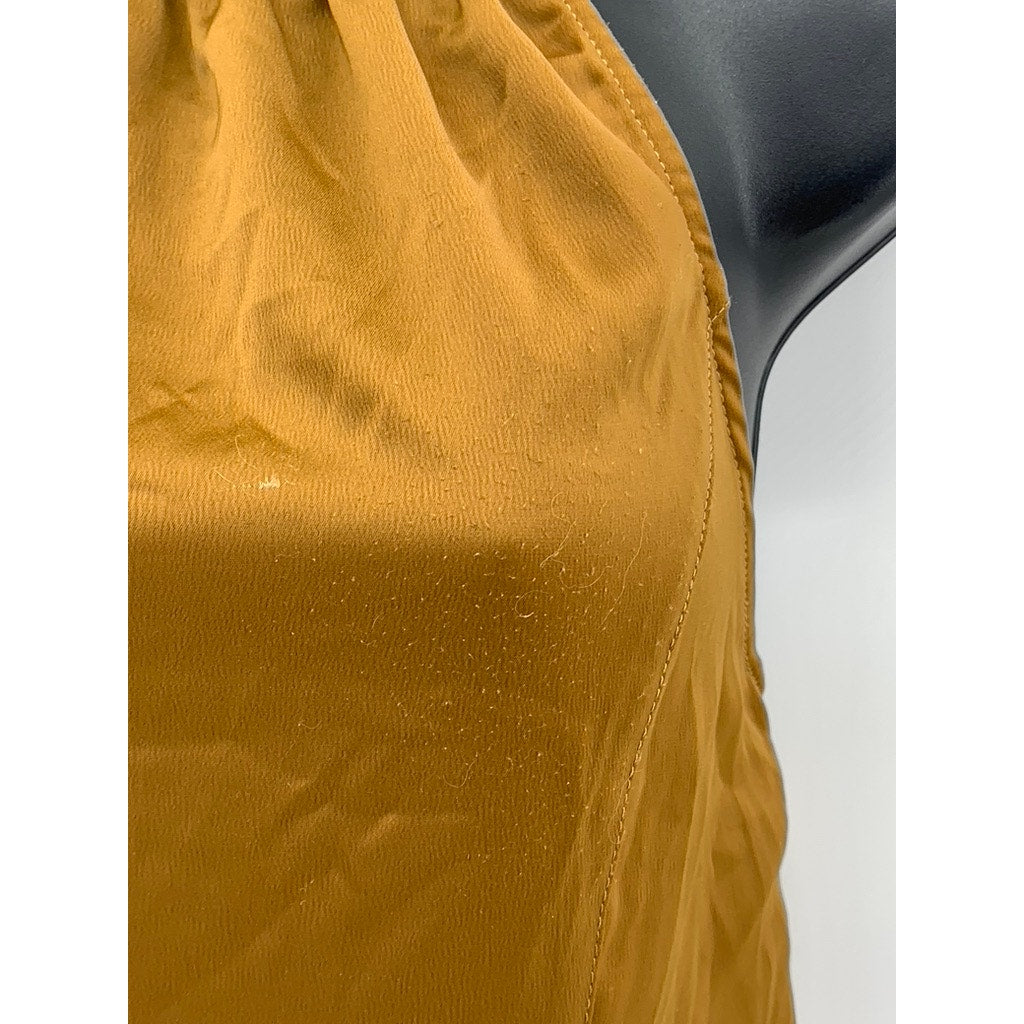 URBAN OUTFITTERS Women's Gold Shae Cowl-Neck Open-Back A-Line Mini Dress SZ M