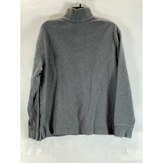 POLO RALPH LAUREN Men's Gray Classic Estate-Rib Quarter-Zip Pullover Sweater SZM