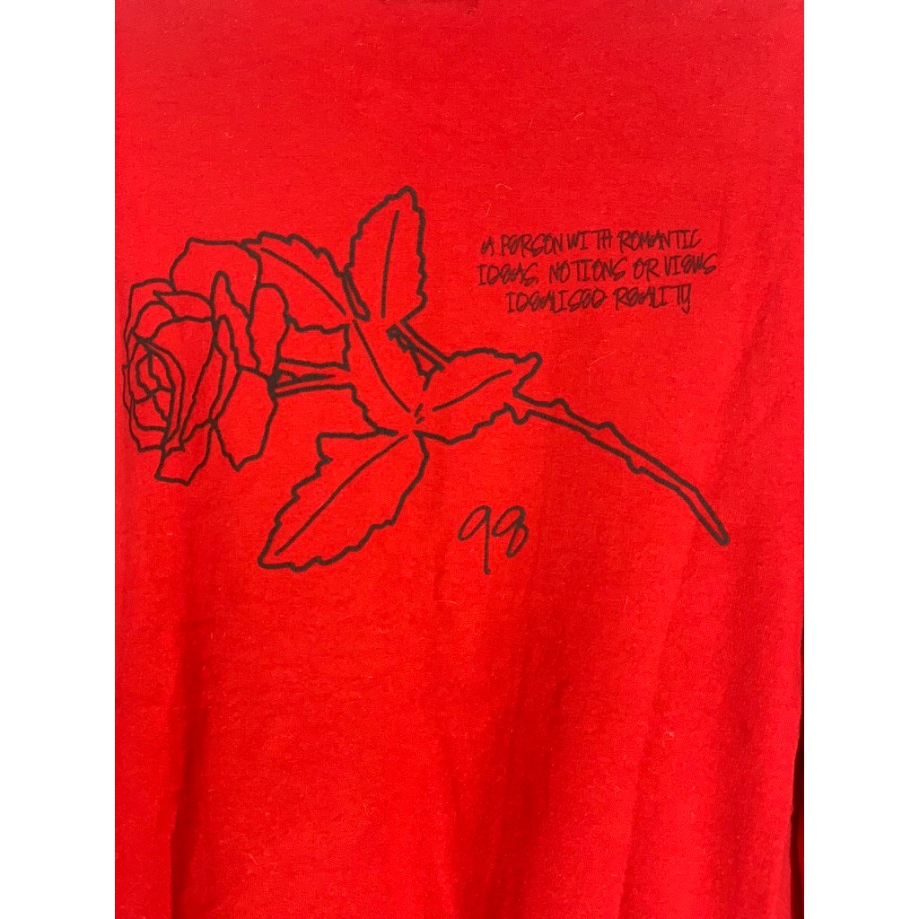 TOPMAN Women's Red Romantic Graphic Crewneck Pullover Sweatshirt SZ L