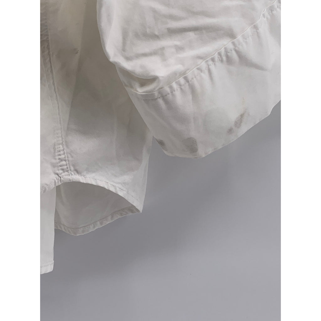 ZARA Women's White Solid Two-Button V-Neck Short Rolled Sleeve Top SZ M