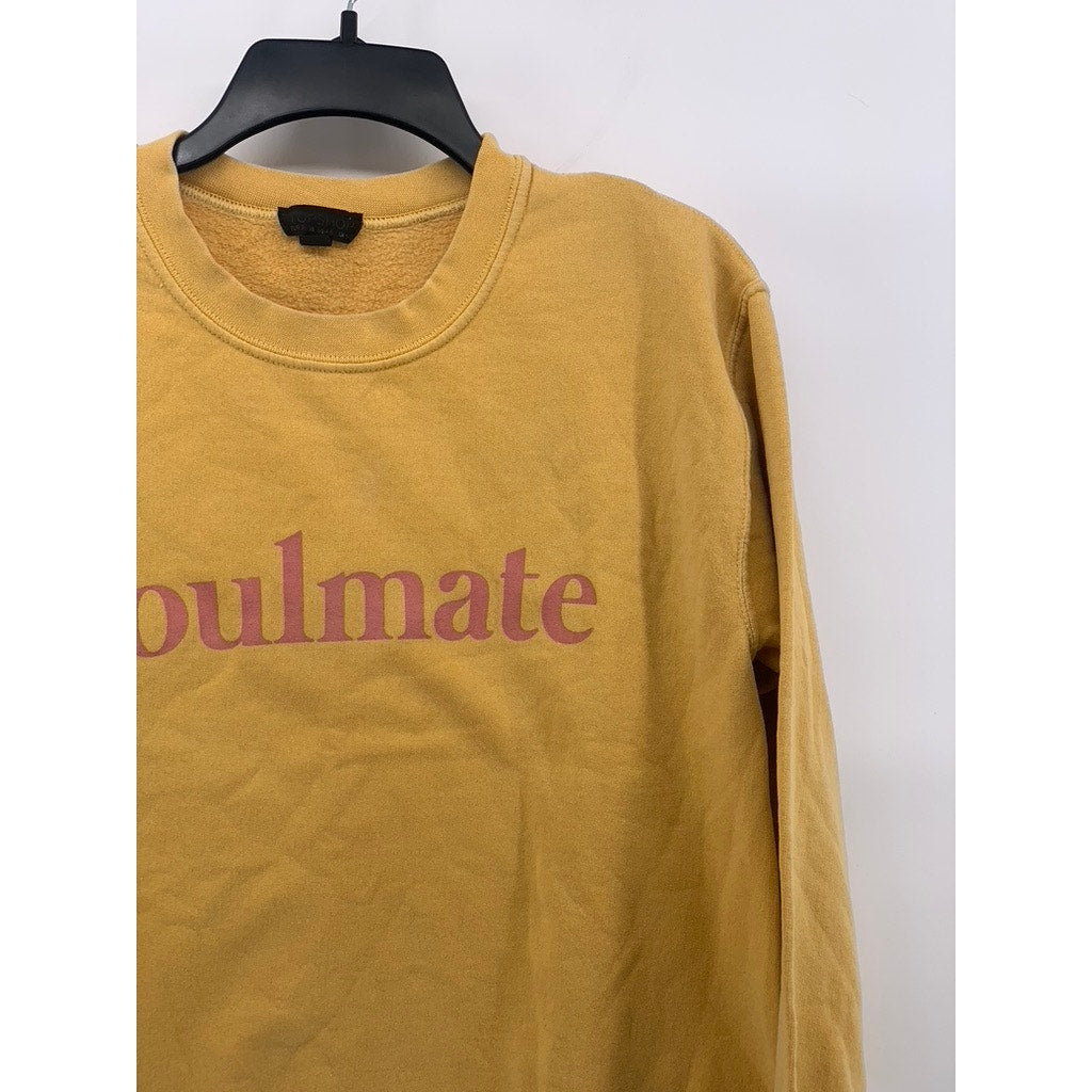 TOPSHOP Women's Mustard Yellow Soulmate Logo Crewneck Long Sleeve Sweatshirt SZS
