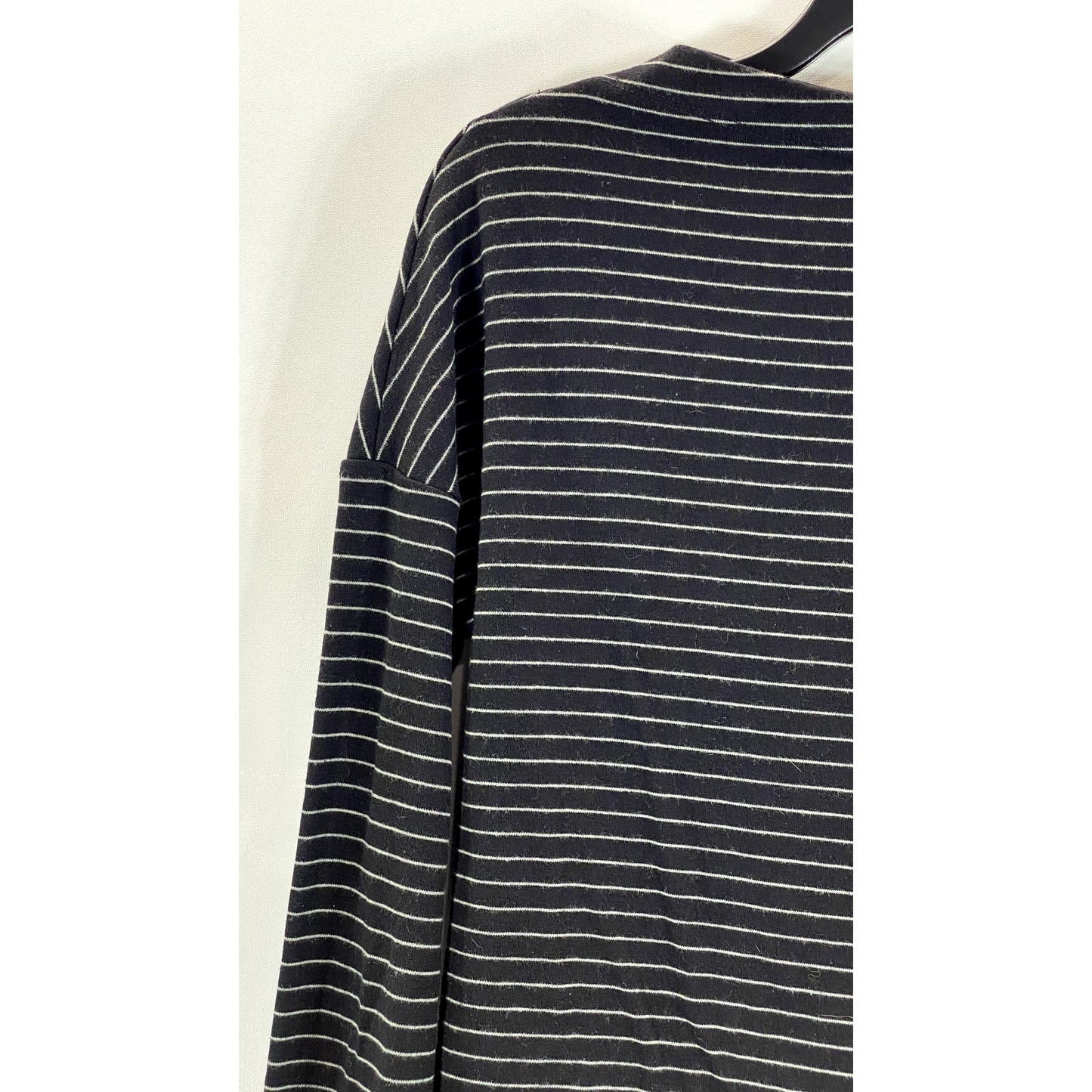 OAK + FORT Women's Black/White Striped Boatneck Long Sleeve Top SZ XS