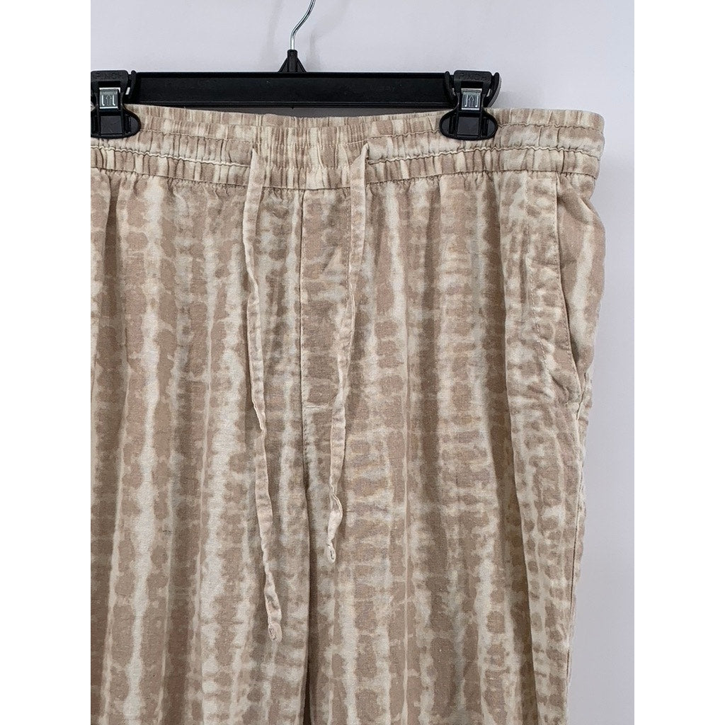 OLD NAVY Women's Beige Spring Tie-Dye High-Rise Linen-Blend Pant SZ L
