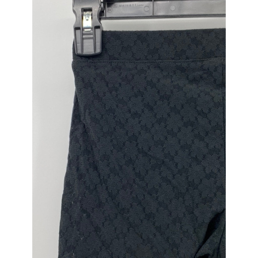 OPEN EDIT Women's Black Floral Lace Elastic Waist Mesh Biker Shorts SZ XS