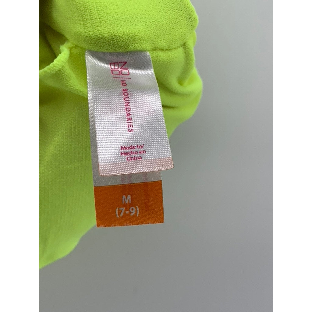 NO BOUNDARIES Women's Neon Green Button-Up Tie-Front Bikini Top SZ M