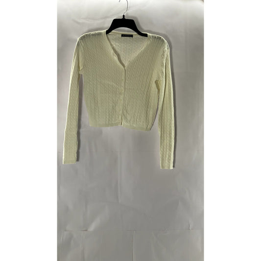 BRANDY MELVILLE Women's Cream Zoe Cable Knit Button-Up Cardigan SZ S/M