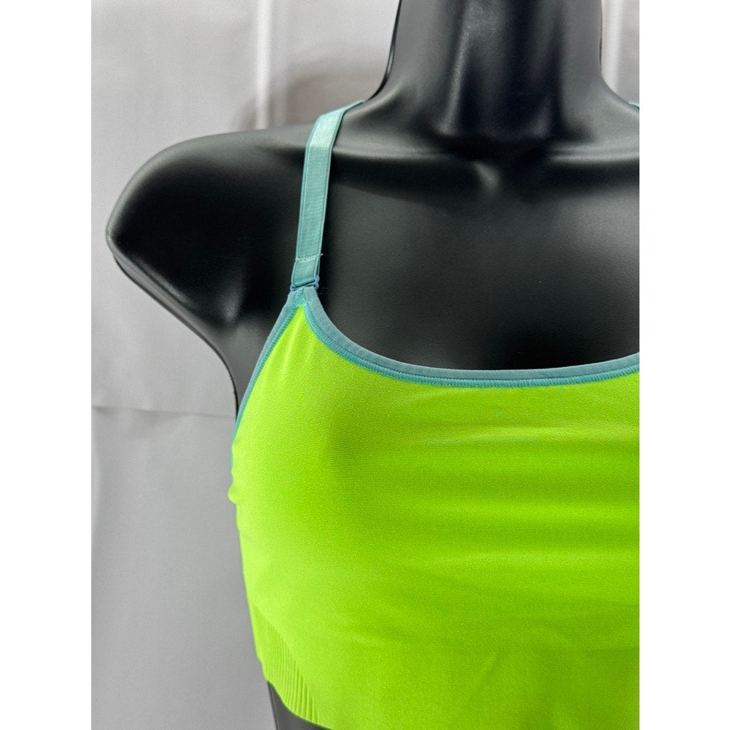 CHAMPION Women's Neon Green Racerback Scoop-Neck Adjustable Strap Sport Bra SZ M
