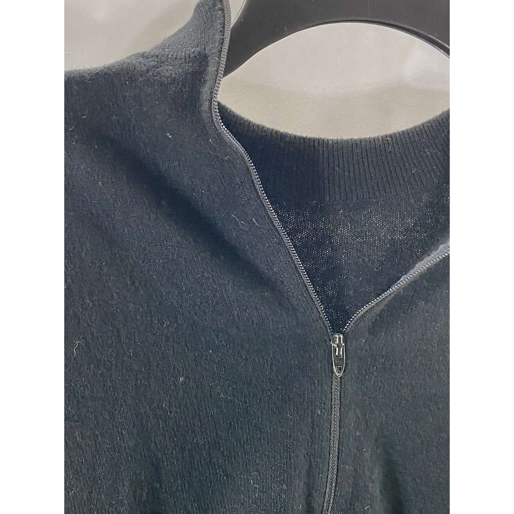 UNBRANDED Women's Black Quarter-Zip Long Sleeve Knit Cropped Sweater SZ S