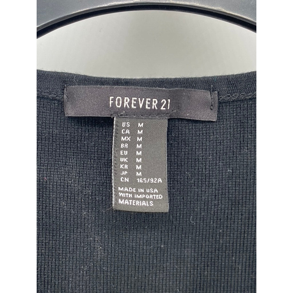 FOREVER 21 Women's Black Cutout Sleeveless V-Neck Cropped Top SZ M