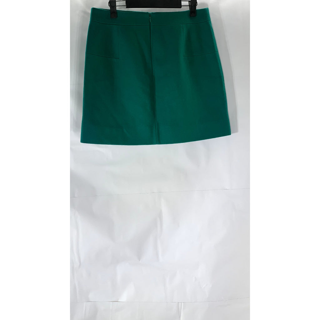 J.CREW Women's Green Wool-Blend Mini Pencil Skirt SZ 8