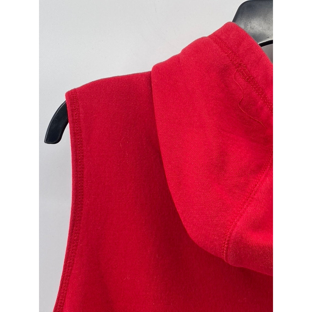 JORDAN Boy’s Red-Black-White Graphic Sleeveless Hooded Sweater Vest SZ XL