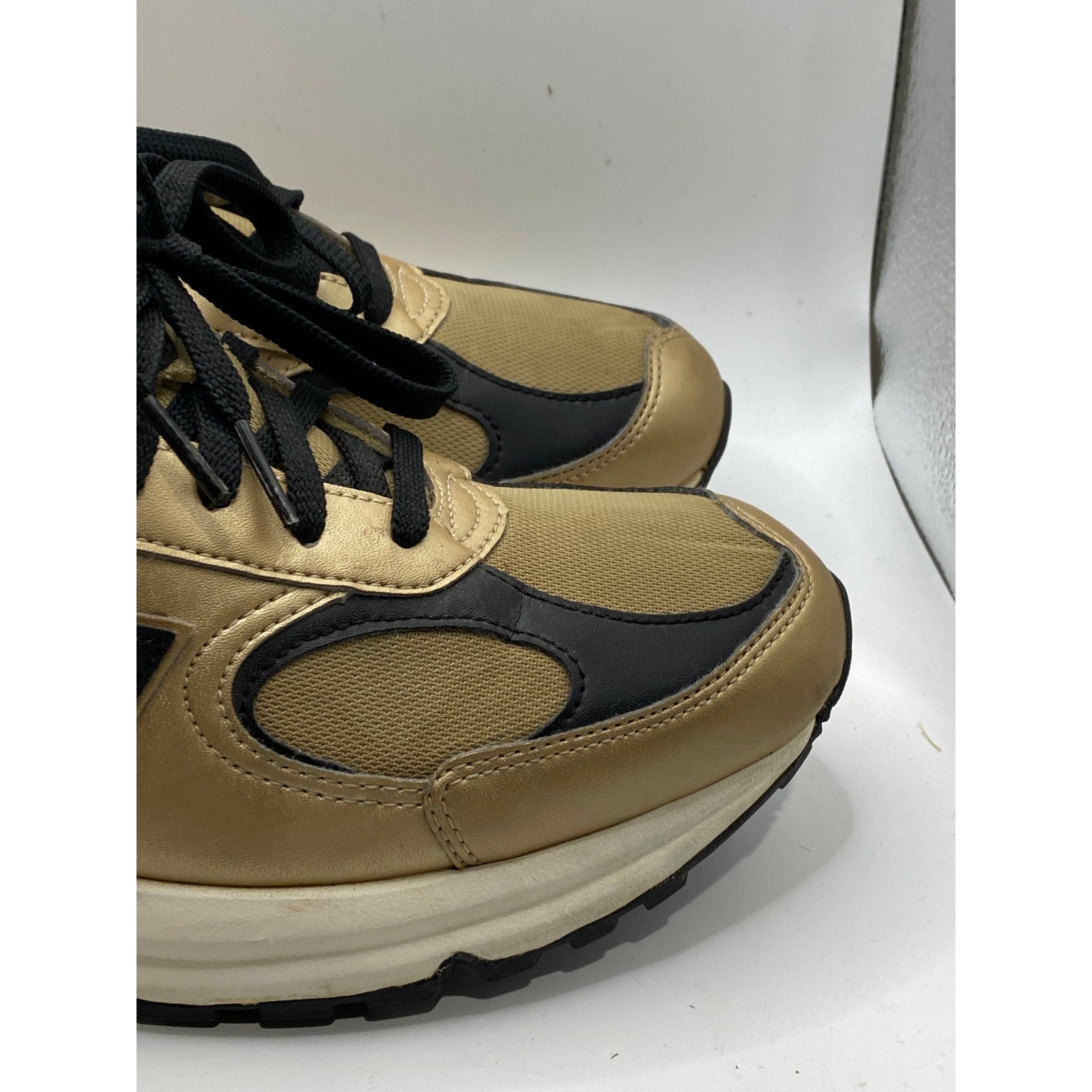 NEW BALANCE Men's Gold-Black 498 Round-Toe Lace-Up Running Sneaker SZ 11.5