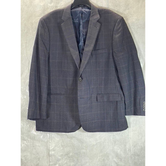 JOSEPH & FEISS GOLD Men's Grey Plaid Classic-Fit Wool Sport Coat SZ 50R