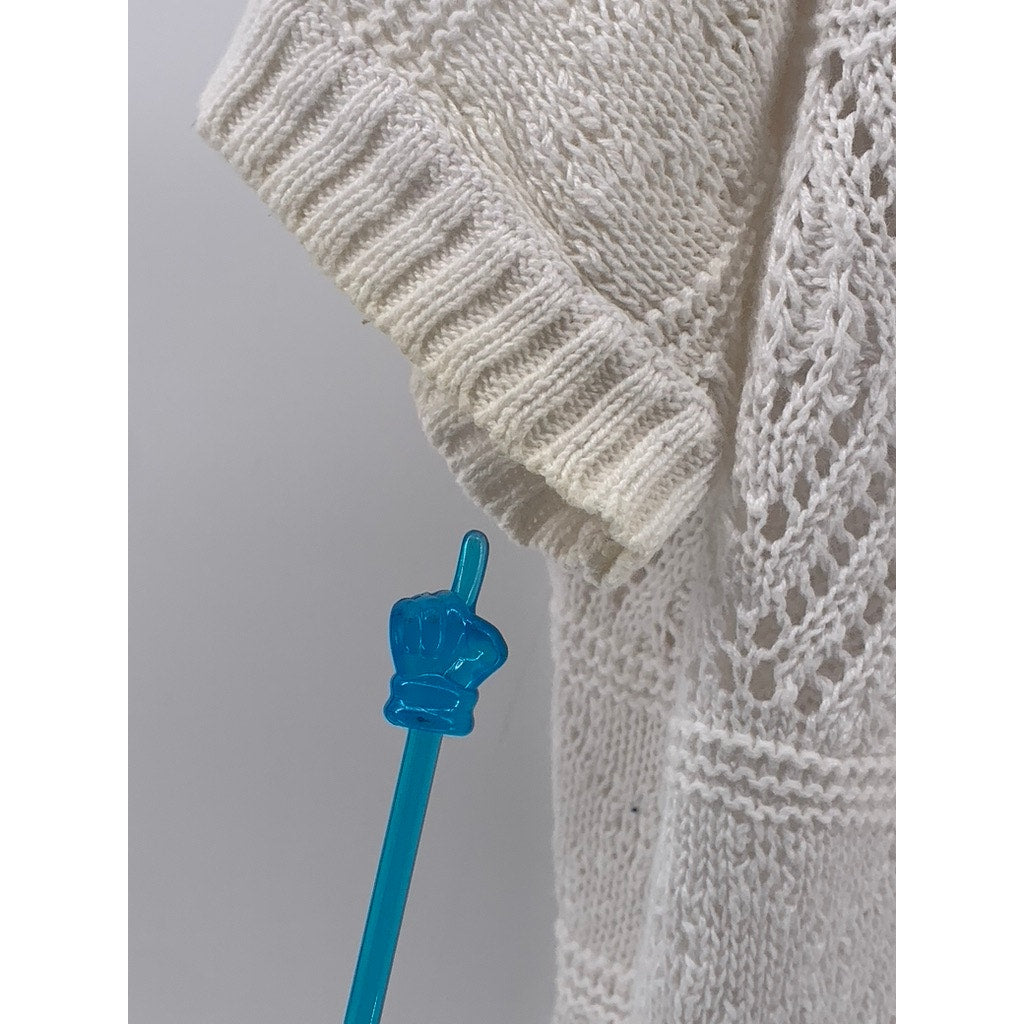 ST. JOHN'S BAY Women's Petite Cream Open-Knit Cardigan SZ P/XL