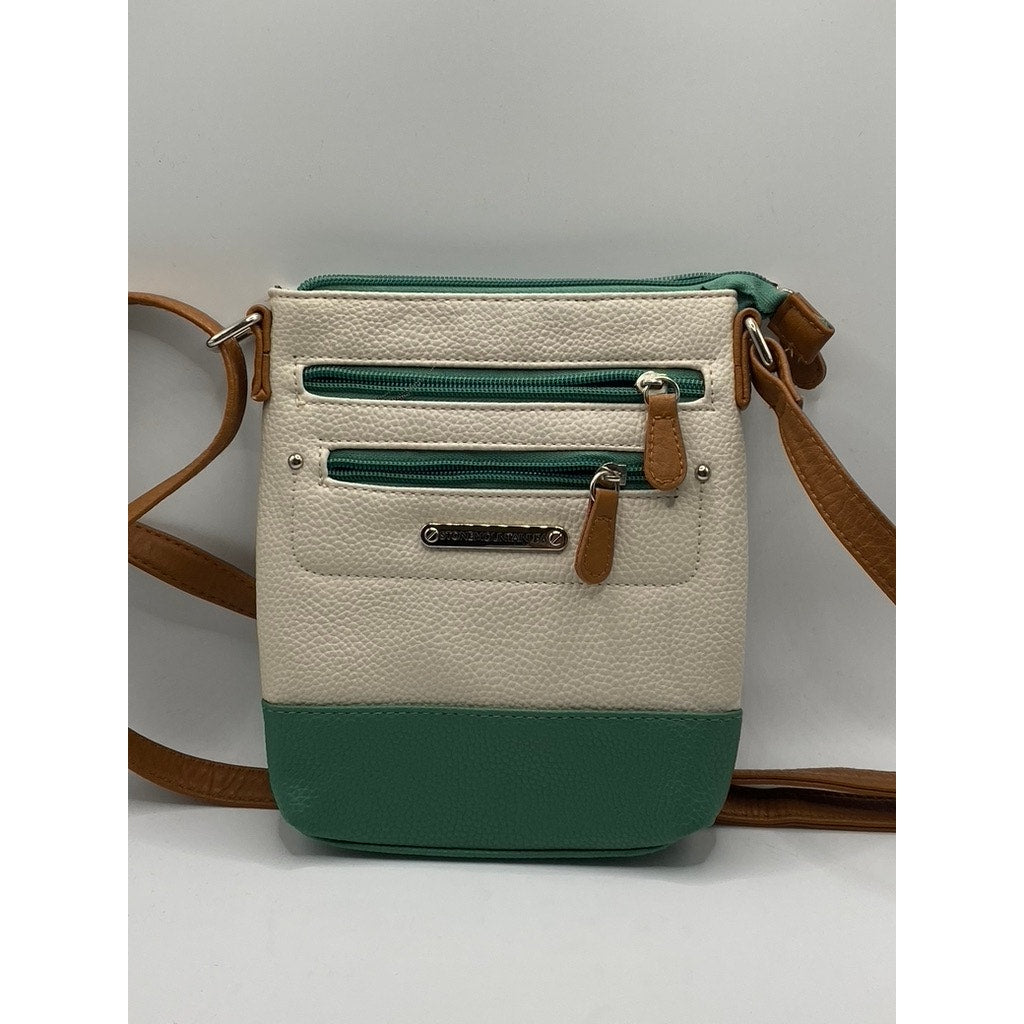 STONE MOUNTAIN USA Women's Cream/Green/Brown Cross Body Purse