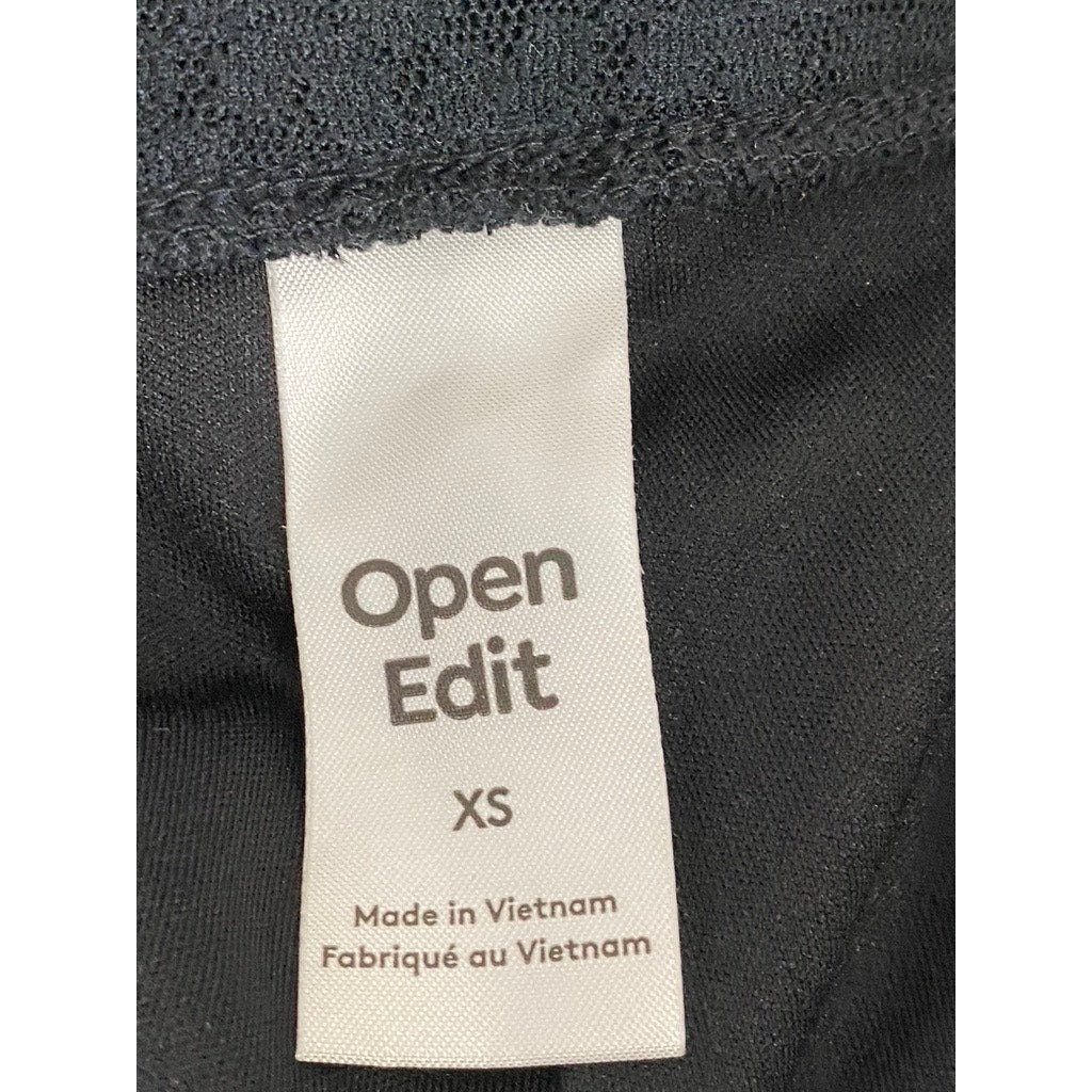 OPEN EDIT Women's Black Floral Lace Elastic Waist Mesh Biker Shorts SZ XS
