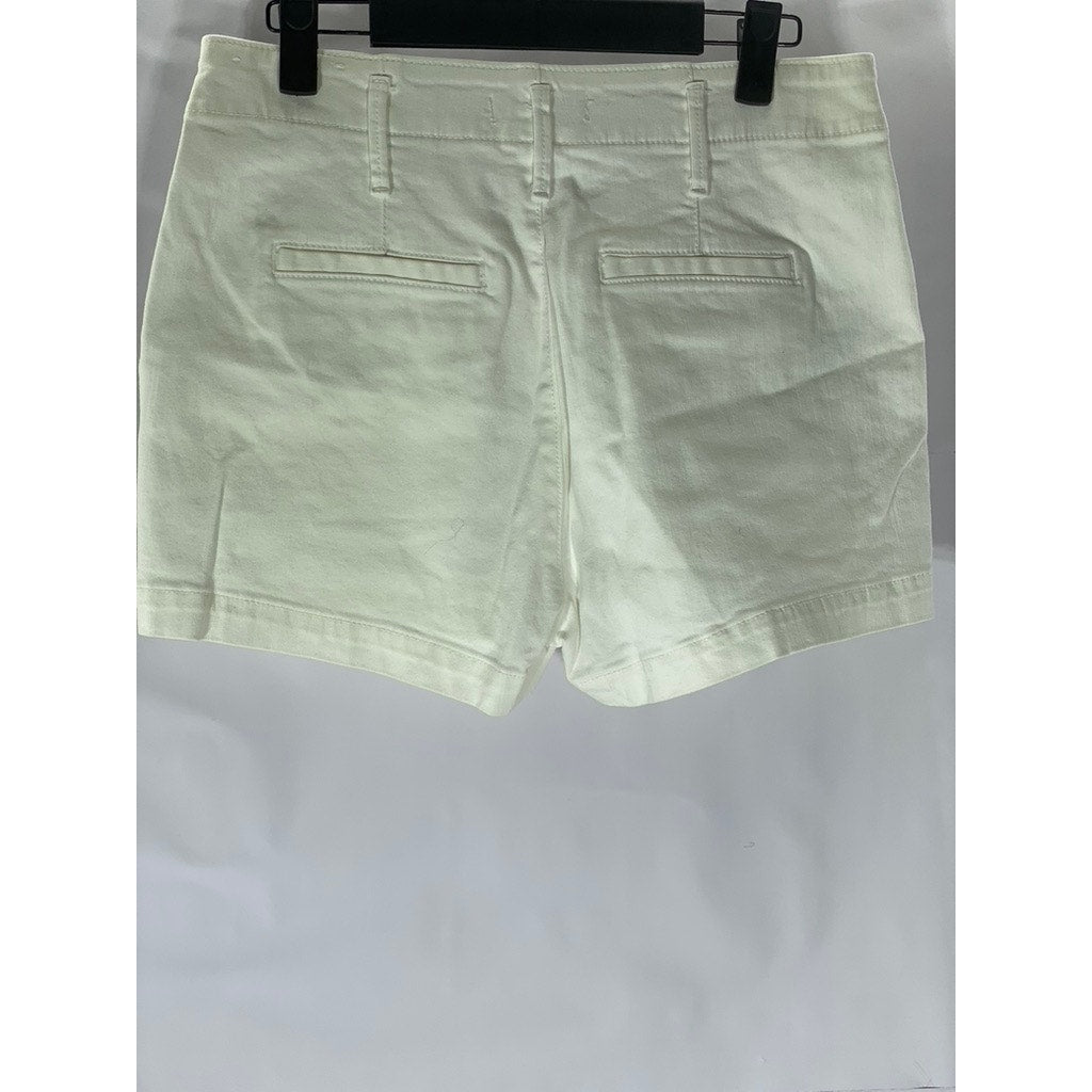 LOFT Women's White Solid Patch Pocket High-Rise Denim Shorts SZ 25