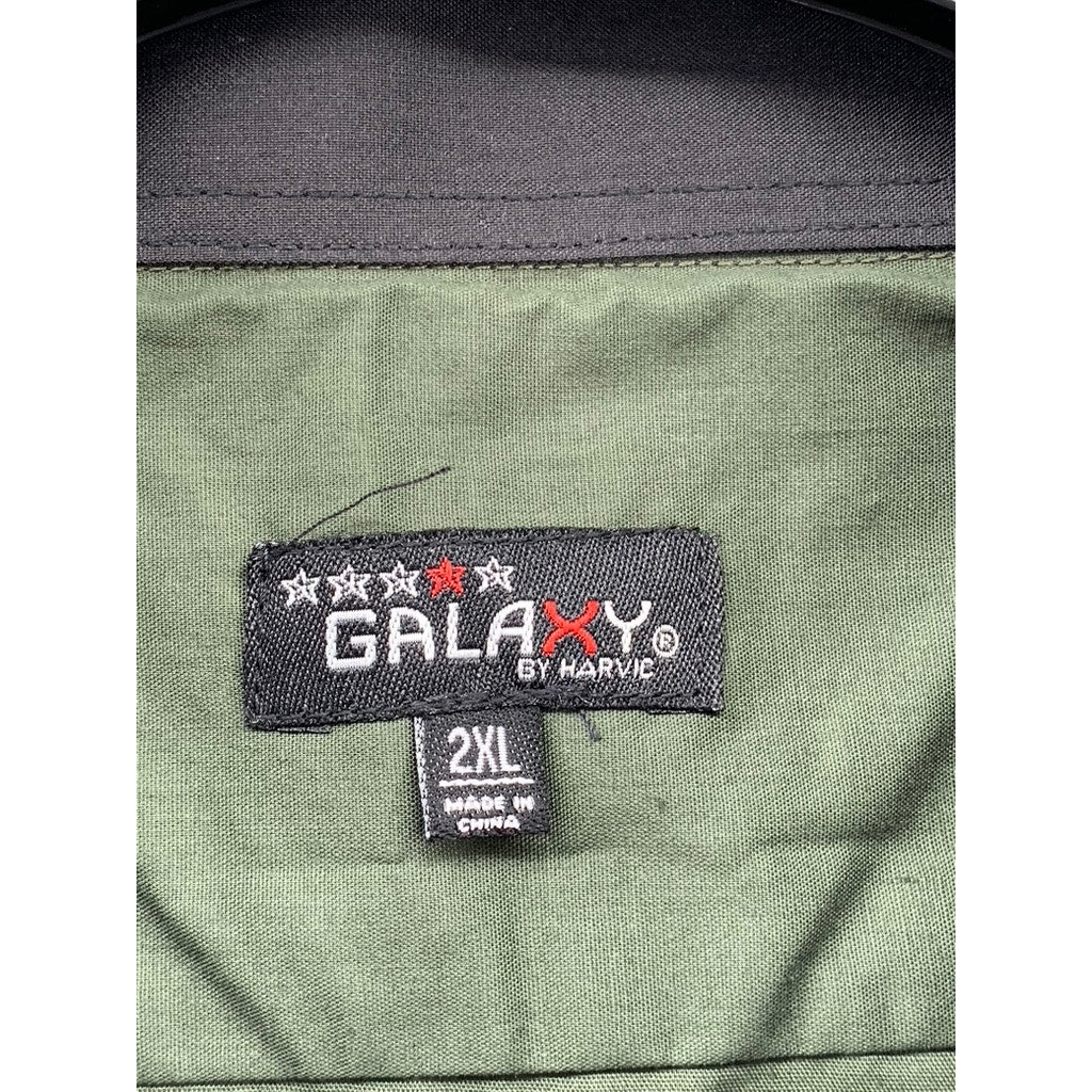 GALAXY BY HARVIC Men's Olive Slim Fit Button-Up Shirt SZ 2XL