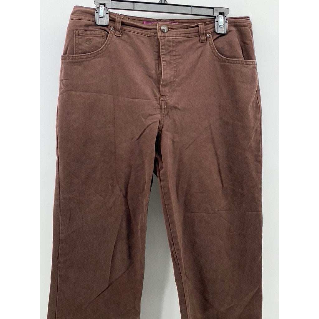 GLORIA VANDERBILT Women's Brown Straight-Leg Short-Length Pants SZ 12