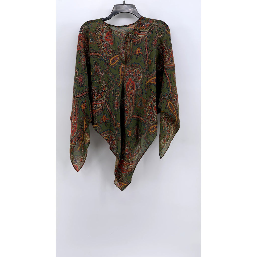 UNBRANDED Women's Green Paisley Semi-Sheer Poncho SZ OS