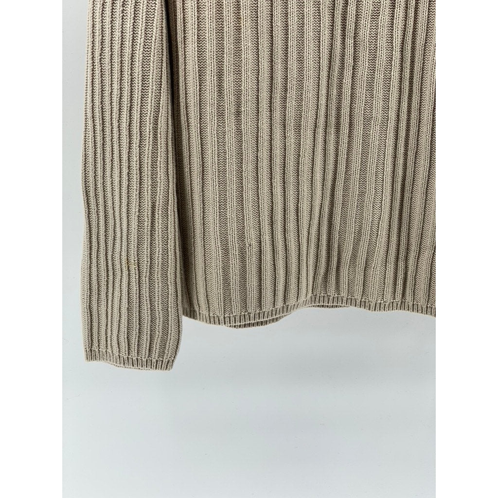 NÁUTICA JEANS CO. Men’s Vintage Beige Ribbed Quarter-Zip Knit Sweater SZ XXL
