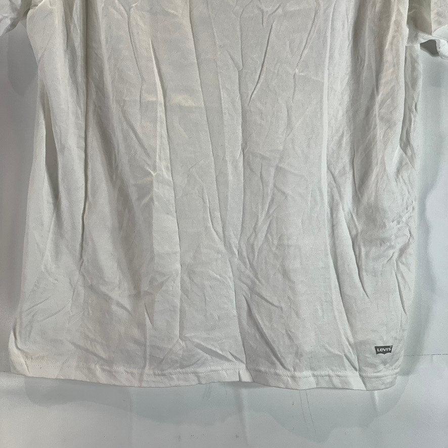 LEVI'S Men's White V-Neck Soft Jersey Cotton Short Sleeve T-Shirt SZ L