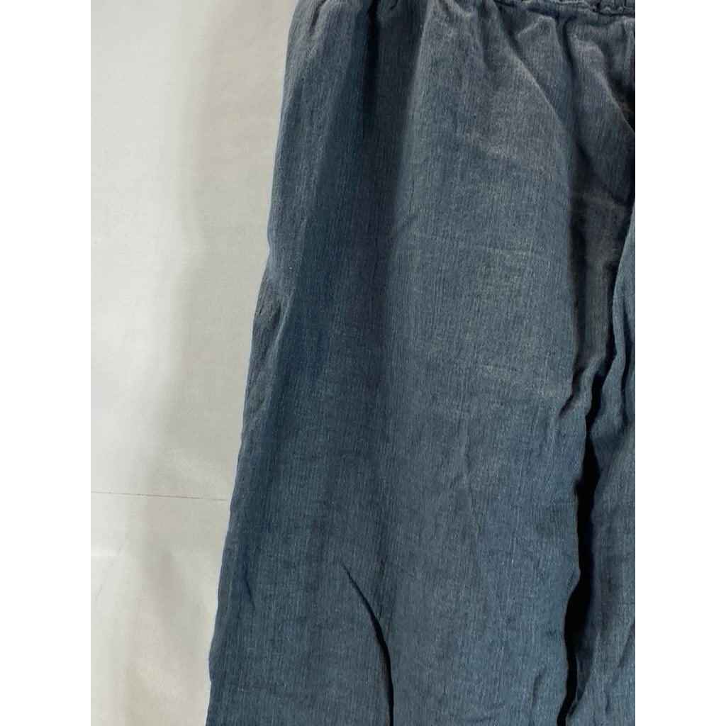 SUSANNA DAVIS Women's Blue Pure Linen Wide-Leg Pant SZ S