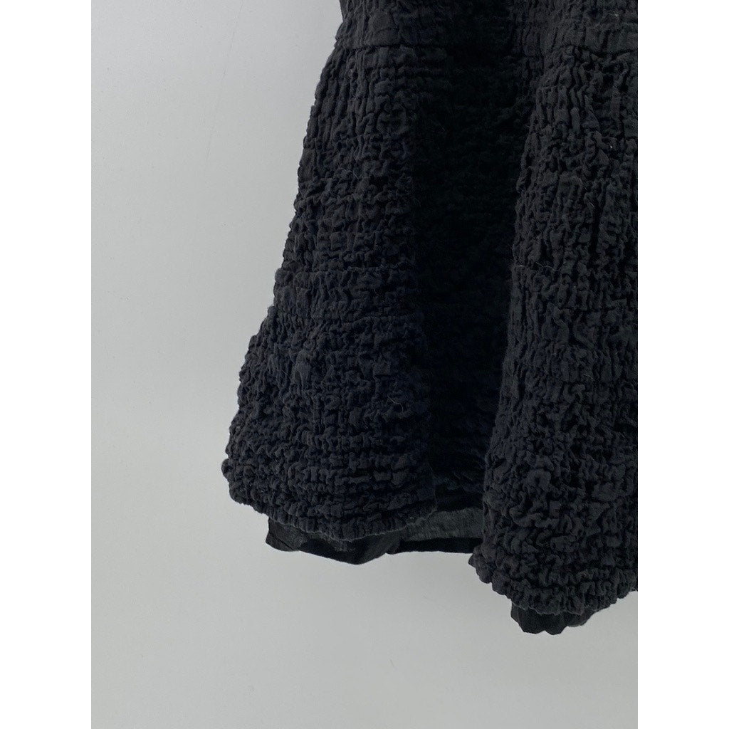 ZARA Women's Black Textured Straight-Neck Spaghetti Strap A-Line Mini Dress SZ S