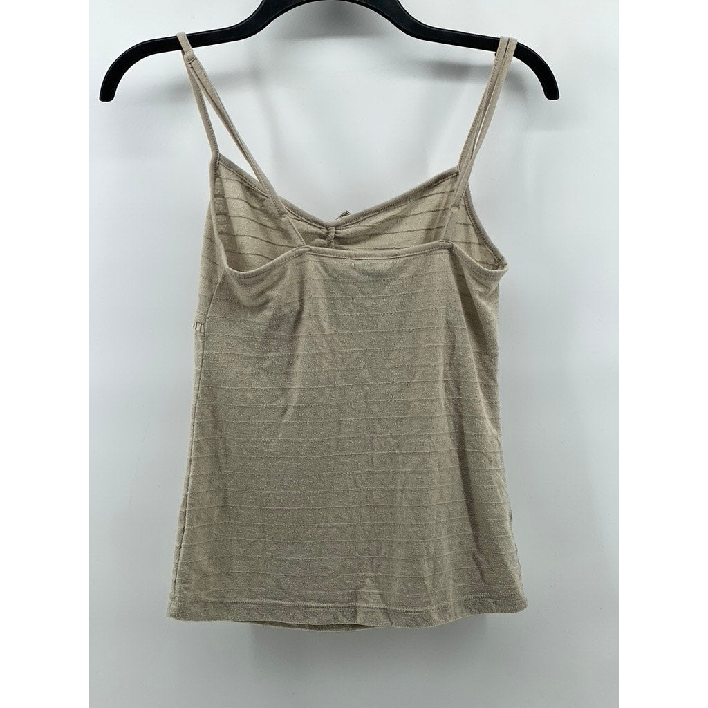 MANGO BASICS Women's Beige V-Neck Spaghetti Strap Casual Tank Top SZ XS