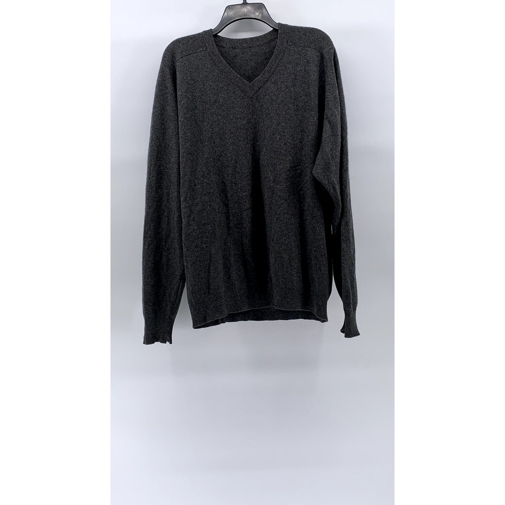 UNBRANDED Men's Charcoal Gray V-Neck Long Sleeve Pullover Sweater SZ L