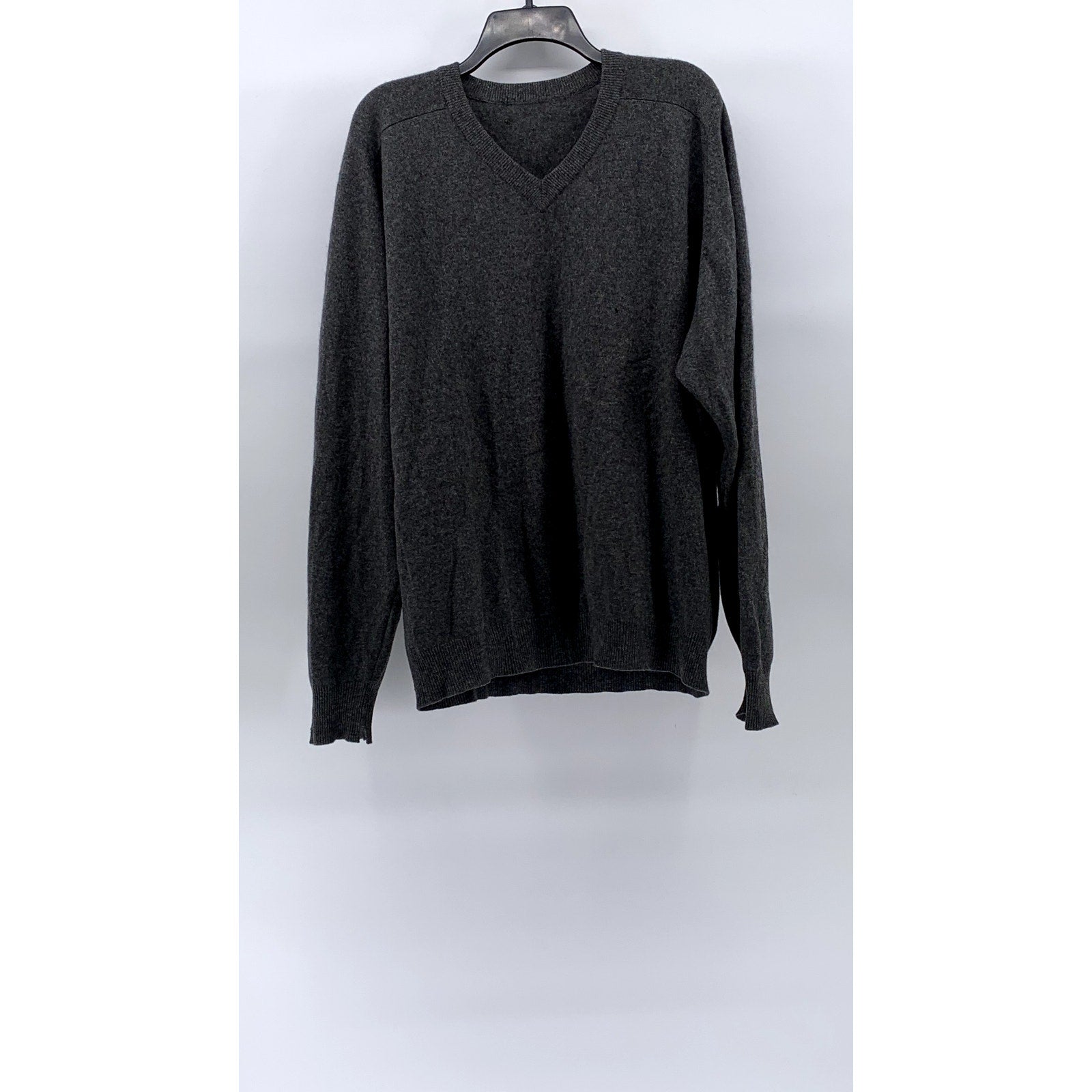 UNBRANDED Men's Charcoal Gray V-Neck Long Sleeve Pullover Sweater SZ L