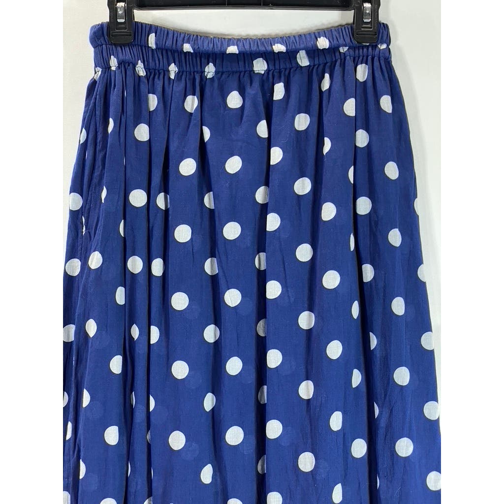 MIKOH Women's Delia Navy Polka Dot Maxi High Slit Elastic Waist Skirt SZ 2