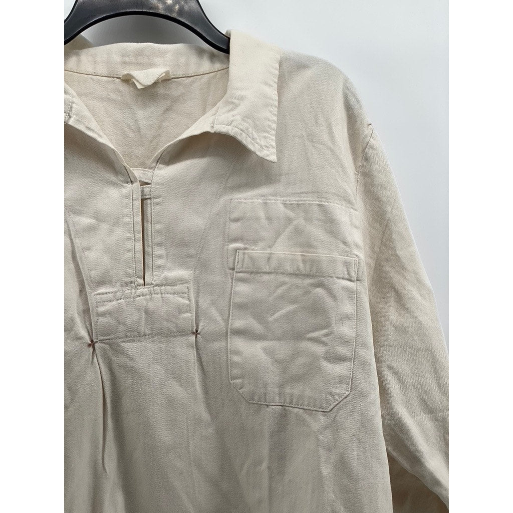 VINCENT HEGEDUS Men's Beige 3/4 Sleeve Cotton Shirt SZ XL