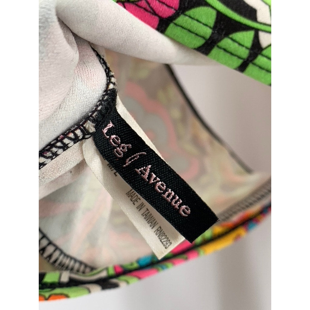 LEG AVENUE Women’s Black-Multi Paisley Retro Long Sleeve Crop Top SZ M/L