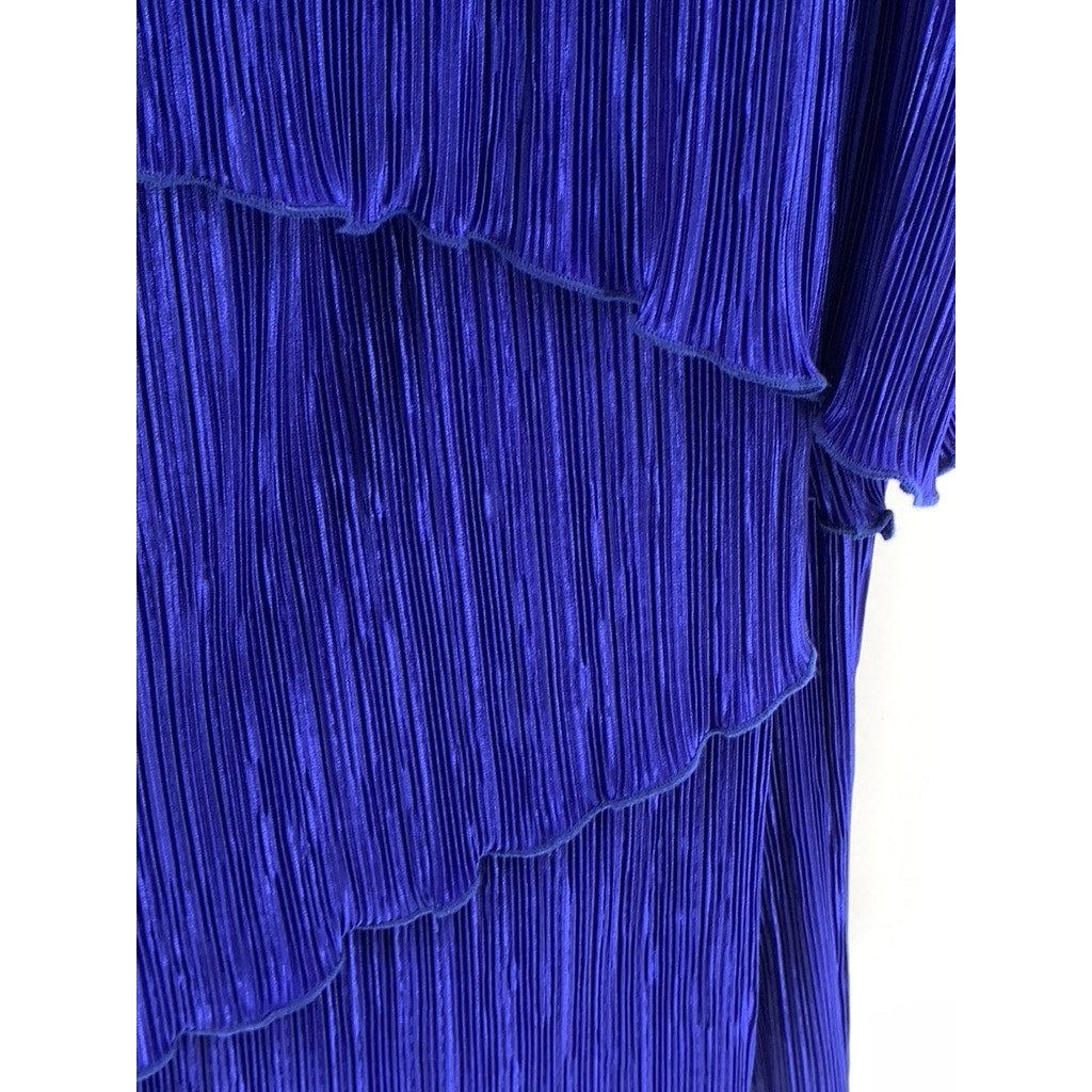 CONNECTED Women's Petite Dark Blue Pleated Tiered Dress SZ 14P