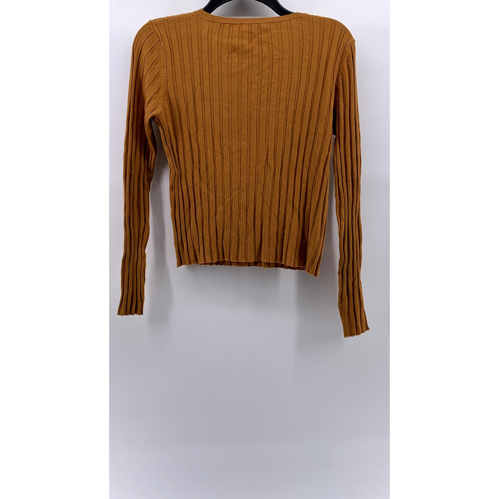EXIT Urban & Vintage Women's Burnt Orange Ribbed Crewneck Long Sleeve Top SZ M