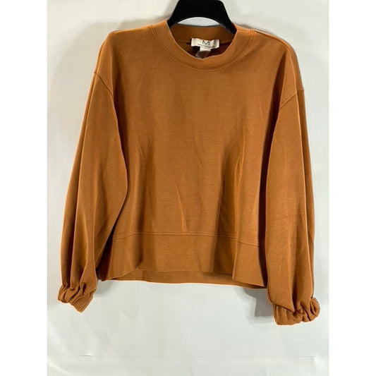 M  MAGASCHONI Women's Rust Crewneck Elastic Long Sleeve Pullover Sweatshirt SZ S