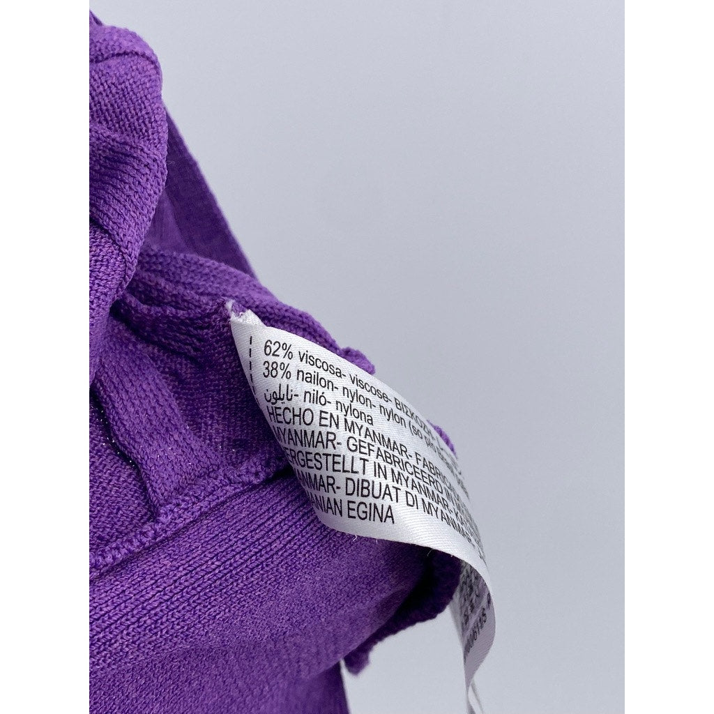 ZARA Women's Purple Mock-Neck Sleeveless Wide Rib Cross Hem Cropped Top SZ S